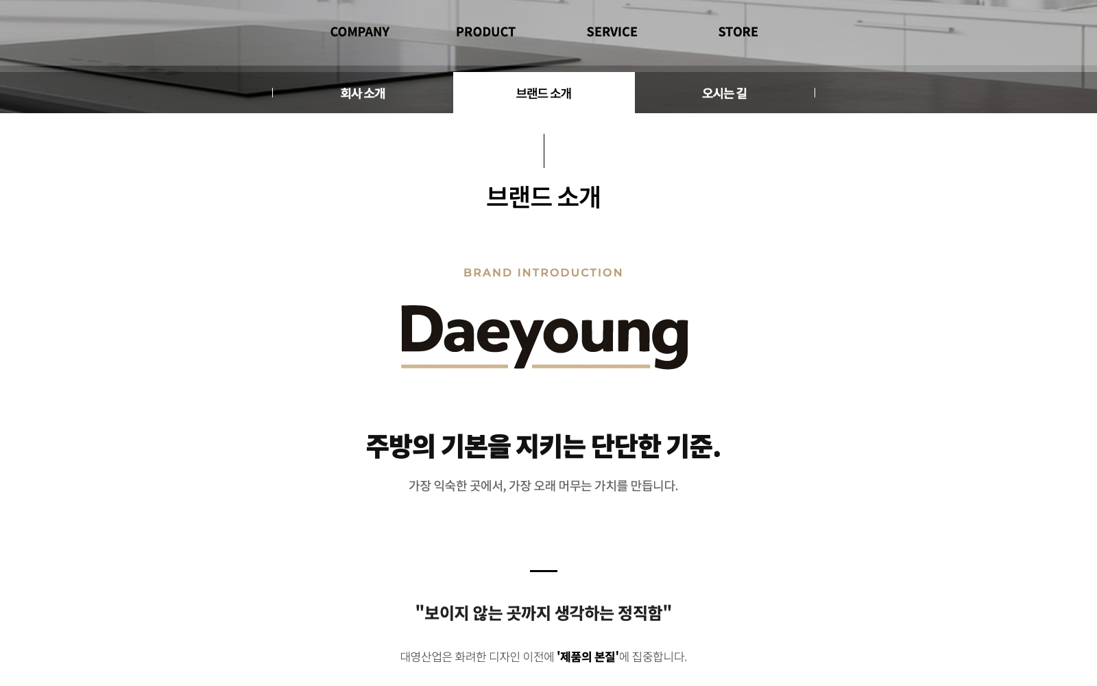 대영산업 제품 소개 홈페이지 화면